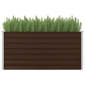 Raised Garden Bed Brown 63"x31.5"x30.3" Galvanized Steel