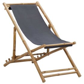 Deck Chair Bamboo and Canvas Dark Gray