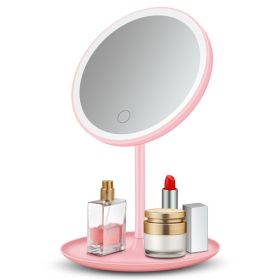 Hot-Selling Makeup Mirror Led Light Mirror Portable Three-Color Adjustable Vanity Mirror Desktop Beauty Dormitory Makeup Mirror With Light (Option: Pink-No lights-USB)