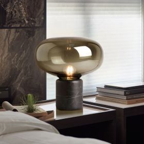 Modern Minimalist Marble Smoky Gray Living Room Bedroom Study Light Luxury Table Lamp (Option: Cognac-UK)