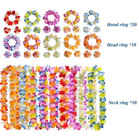 40-100pcs Hawaiian Party Artificial Flowers leis Garland Necklace Headband Garlands Beach Tropical Party Supplies Wedding Decor (Color: Set A-40pcs)